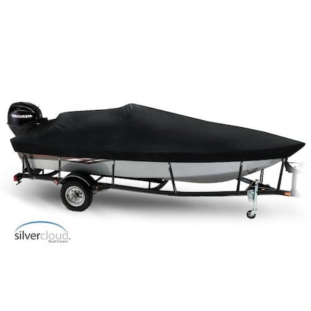 Eevelle Silvercloud Boat Cover V HULL Fshng SIde Console, Narrow Series w/Outboard 14' 6in. L 74in. W Black SCVFSC1474B-BLK